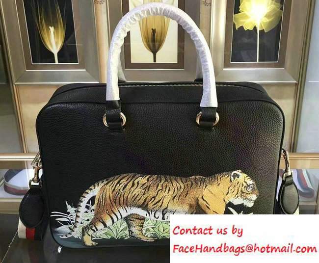 Gucci Tiger Print Tote Bag 453571 Black Cruise 2017 - Click Image to Close