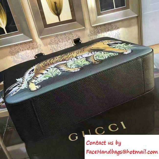 Gucci Tiger Print Tote Bag 453571 Black Cruise 2017