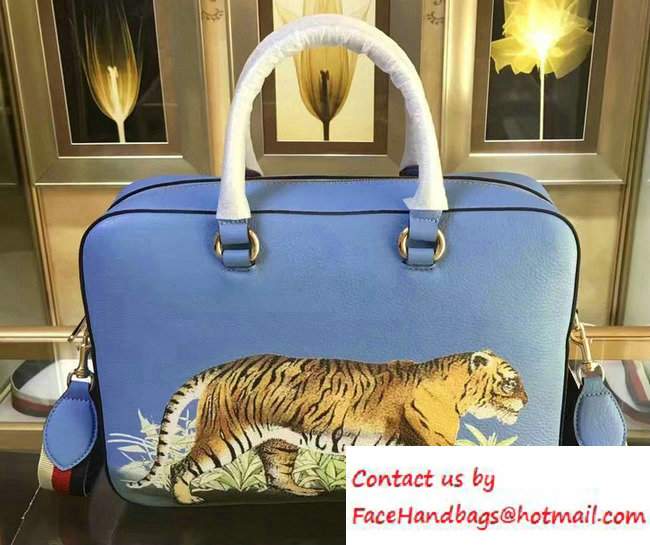 Gucci Tiger Print Tote Bag 453571 Blue Cruise 2017 - Click Image to Close