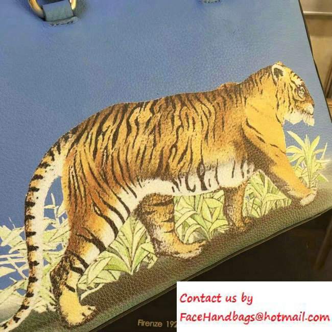 Gucci Tiger Print Tote Bag 453571 Blue Cruise 2017