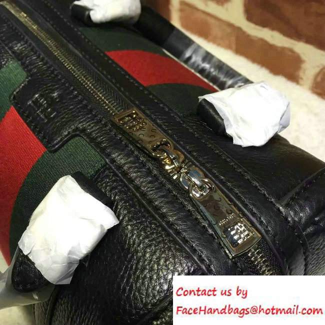 Gucci Vintage Web Leather Boston Small Bag 269876 Black
