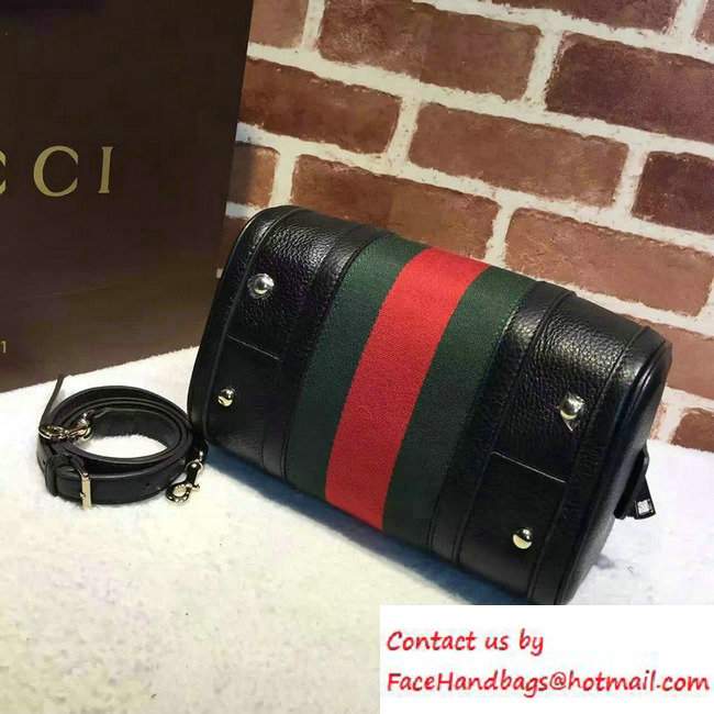 Gucci Vintage Web Leather Boston Small Bag 269876 Black - Click Image to Close