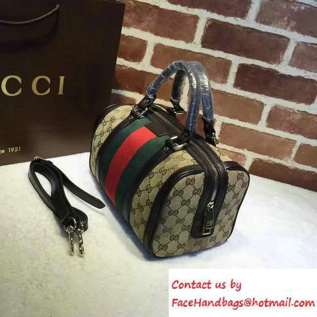 Gucci Vintage Web Original GG Boston Small Bag 269876 Coffee/Red