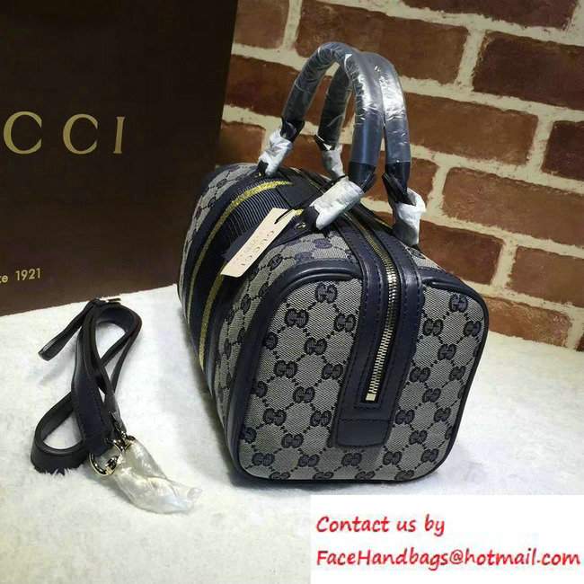 Gucci Vintage Web Original GG Boston Small Bag 269876 Dark Blue/Gold - Click Image to Close