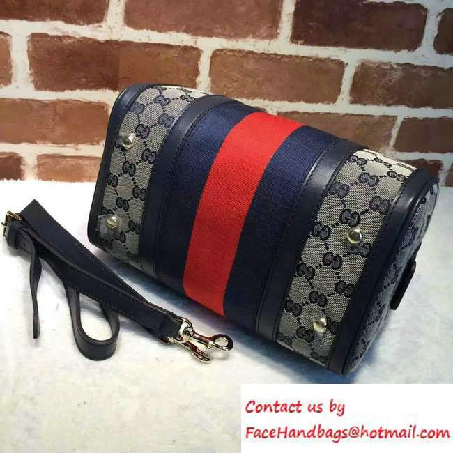 Gucci Vintage Web Original GG Boston Small Bag 269876 Dark Blue/Red