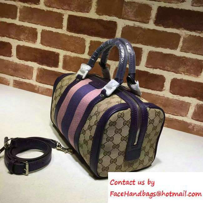 Gucci Vintage Web Original GG Boston Small Bag 269876 Dark Purple