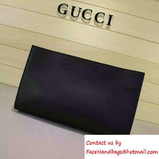 Gucci XL Leather Clutch Bag 409382 Black 2016