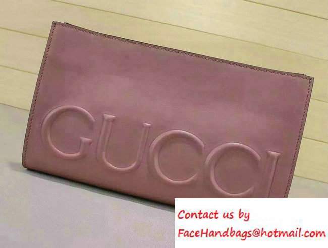Gucci XL Leather Clutch Bag 409382 Light Pink 2016