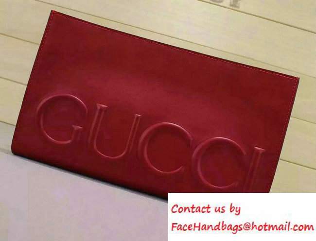 Gucci XL Leather Clutch Bag 409382 Red 2016