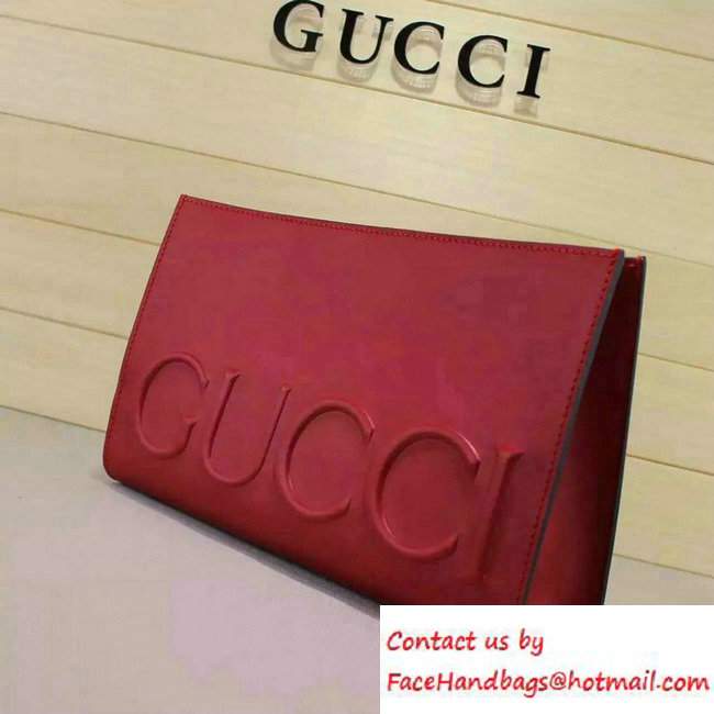 Gucci XL Leather Clutch Bag 409382 Red 2016 - Click Image to Close