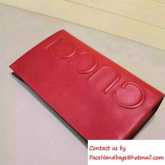 Gucci XL Leather Clutch Bag 409382 Red 2016