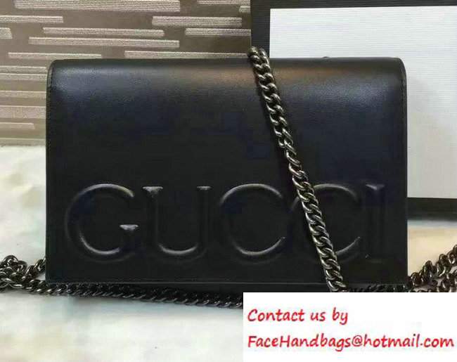 Gucci XL Leather Mini Chain Shoulder Bag 421850 Black 2016