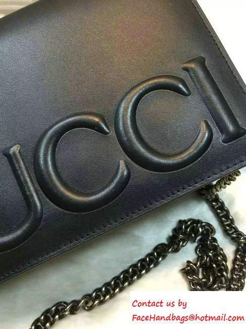 Gucci XL Leather Mini Chain Shoulder Bag 421850 Black 2016 - Click Image to Close