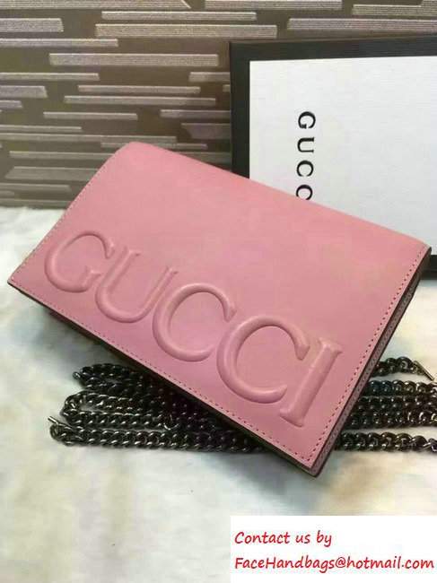 Gucci XL Leather Mini Chain Shoulder Bag 421850 Pink 2016
