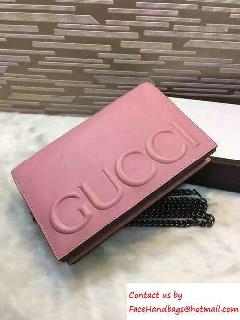 Gucci XL Leather Mini Chain Shoulder Bag 421850 Pink 2016 - Click Image to Close