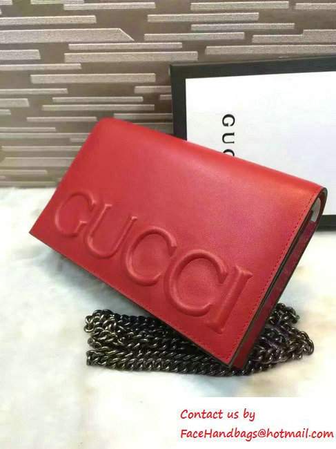 Gucci XL Leather Mini Chain Shoulder Bag 421850 Red 2016