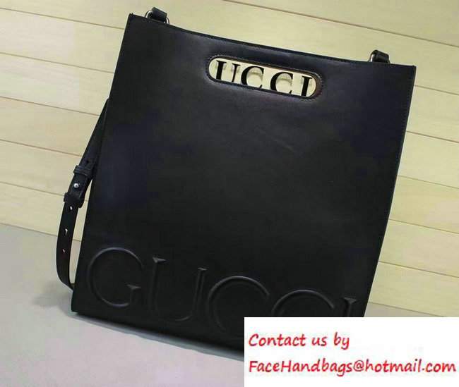 Gucci XL Leather Tote Large Bag 409378 Black 2016 - Click Image to Close