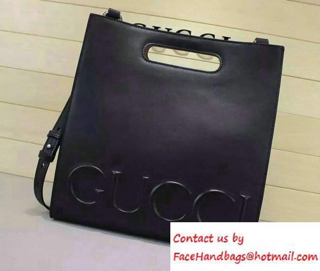Gucci XL Leather Tote Small Bag 409380 Black 2016
