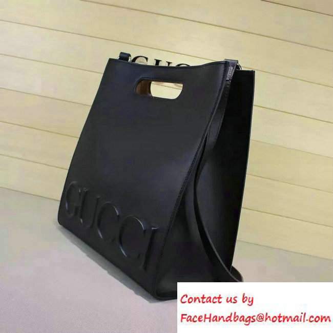Gucci XL Leather Tote Small Bag 409380 Black 2016 - Click Image to Close