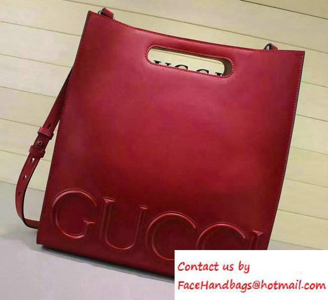 Gucci XL Leather Tote Small Bag 409380 Red 2016 - Click Image to Close