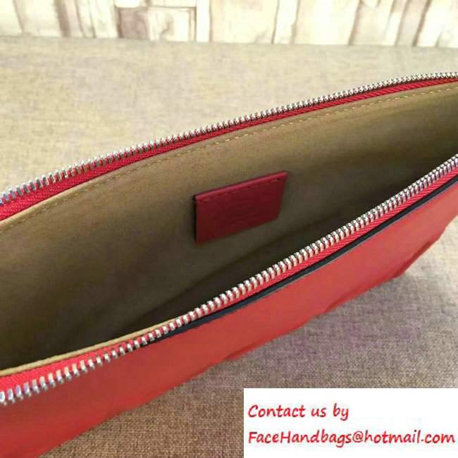 Gucci XL Leather Zip Pouch Clutch Bag 421853 Red 2016