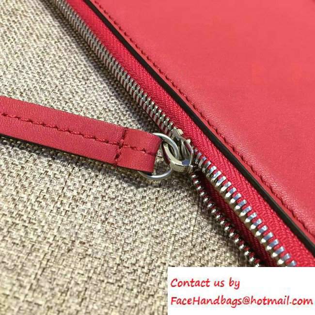 Gucci XL Leather Zip Pouch Clutch Bag 421853 Red 2016