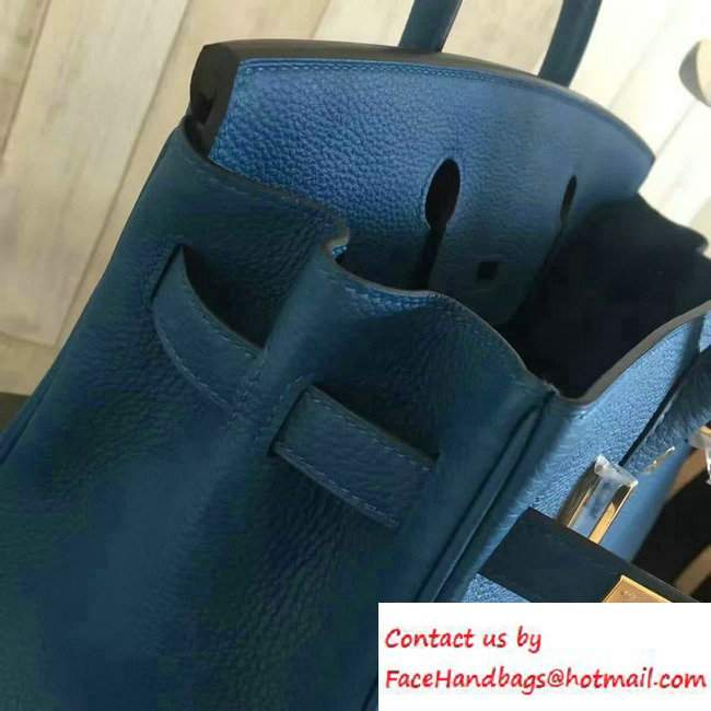 Hermes Birkin 30/35 Bag in Original Epsom Leather Bag Galicia Blue