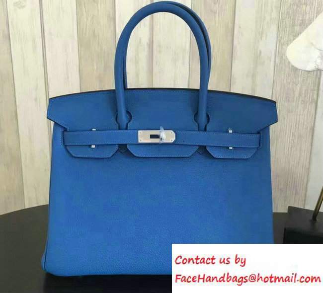 Hermes Birkin 30/35 Bag in Original Epsom Leather Bag Greece Blue - Click Image to Close