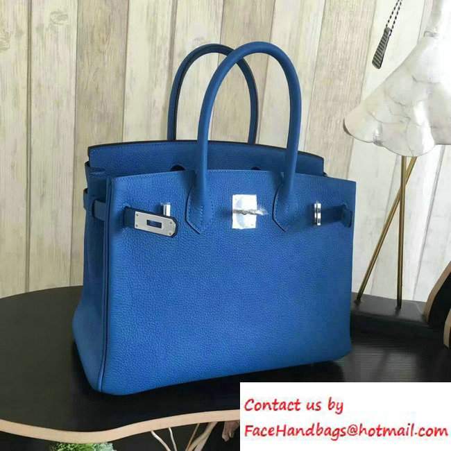 Hermes Birkin 30/35 Bag in Original Epsom Leather Bag Greece Blue