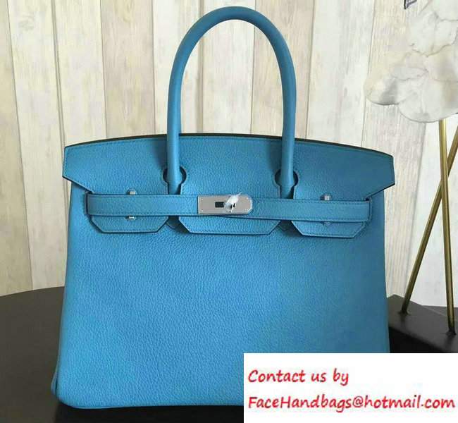 Hermes Birkin 30/35 Bag in Original Epsom Leather Bag Turquoise Blue - Click Image to Close