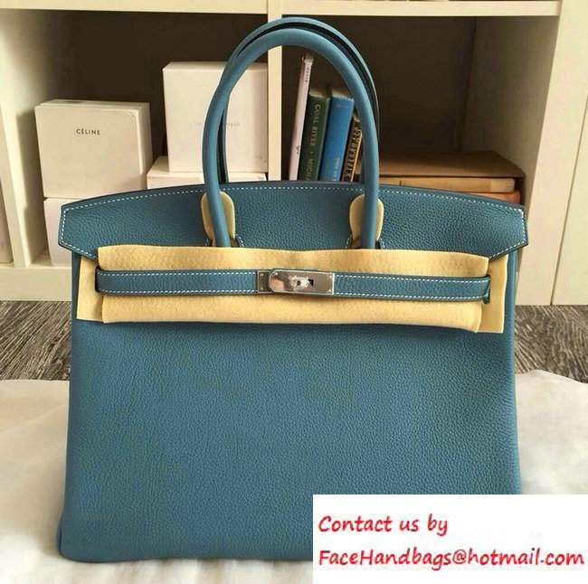 Hermes Birkin 30/35 Bag in Original Togo Leather Bag denim blue - Click Image to Close