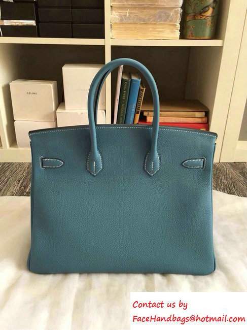 Hermes Birkin 30/35 Bag in Original Togo Leather Bag denim blue