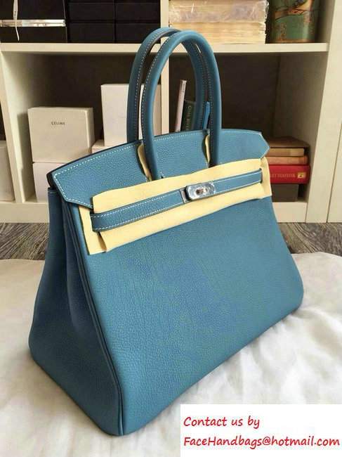 Hermes Birkin 30/35 Bag in Original Togo Leather Bag denim blue