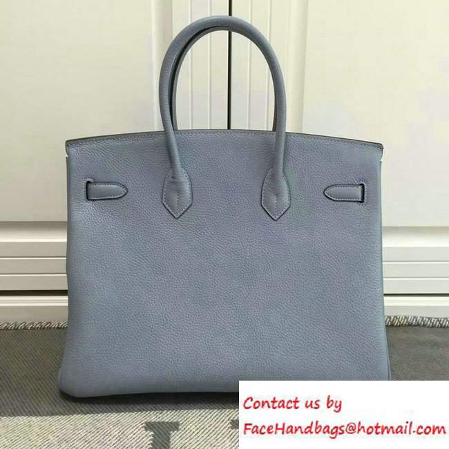 Hermes Clemence Leather Birkin 35cm Bag Baby Blue 2016 - Click Image to Close