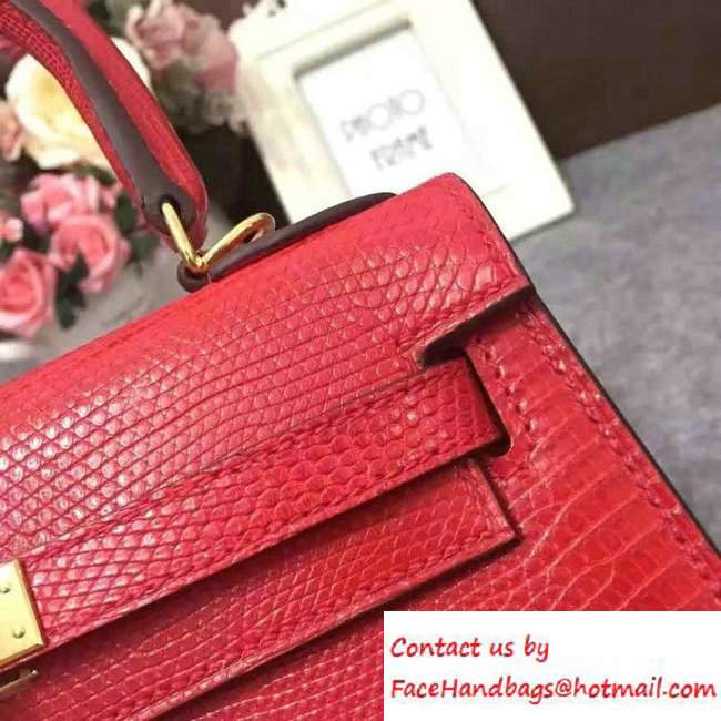 Hermes Lizard Leather Kelly 25/28/32 Bag Red 2016