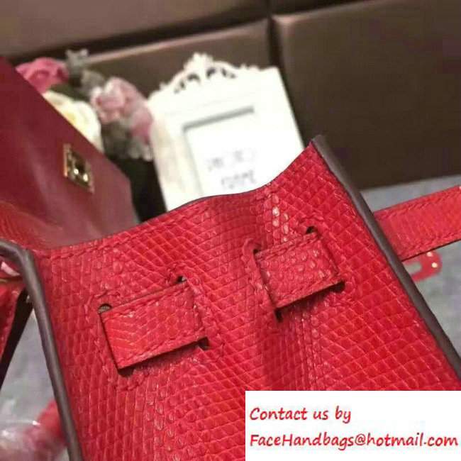 Hermes Lizard Leather Kelly 25/28/32 Bag Red 2016