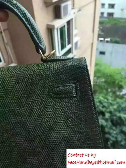 Hermes Lizard Leather Kelly 25/28/32 Bag army Green 2016