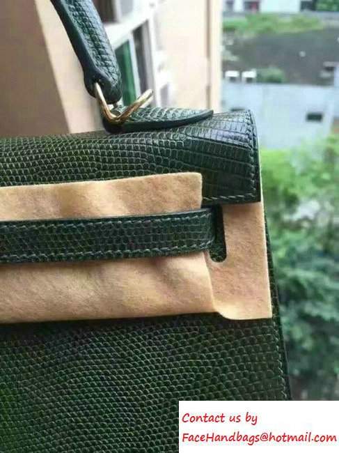 Hermes Lizard Leather Kelly 25/28/32 Bag army Green 2016