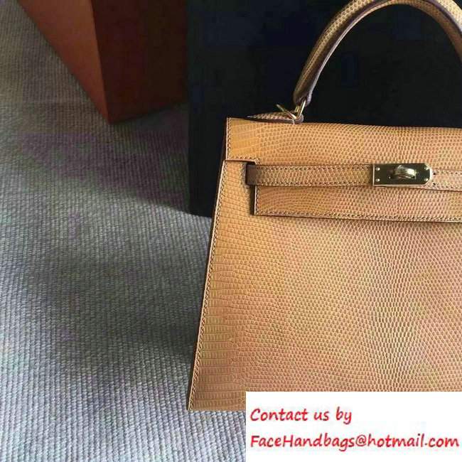 Hermes Lizard Leather Kelly 25/28/32 Bag beige 2016 - Click Image to Close