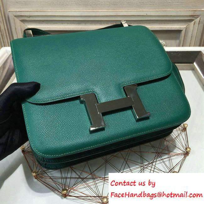 Hermes Original Epsom Leather Constance 18cm/23cm Bag malachite/silver - Click Image to Close