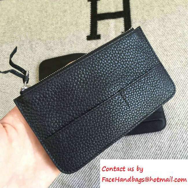 Hermes Original Leather Compact Passport Holder Wallet Black