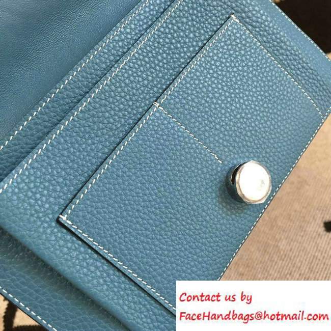 Hermes Original Leather Compact Passport Holder Wallet Blue