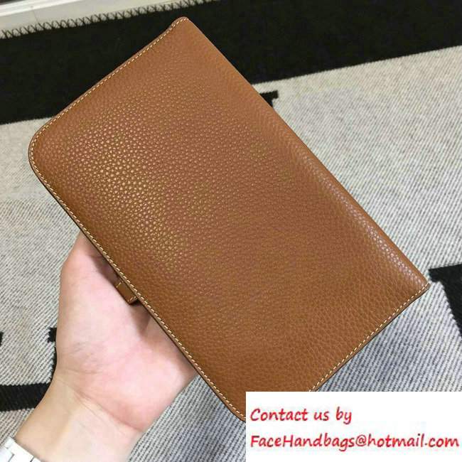 Hermes Original Leather Compact Passport Holder Wallet Brown