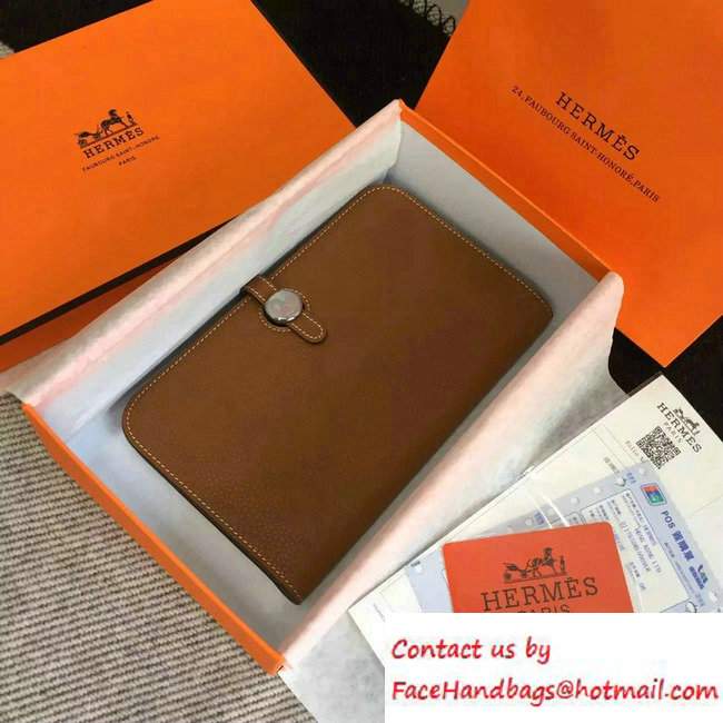 Hermes Original Leather Compact Passport Holder Wallet Brown - Click Image to Close