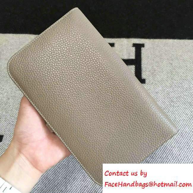 Hermes Original Leather Compact Passport Holder Wallet Gray - Click Image to Close