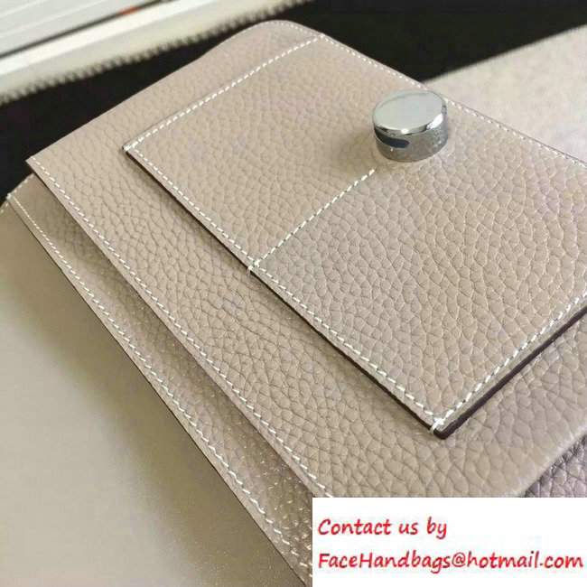 Hermes Original Leather Compact Passport Holder Wallet Gray
