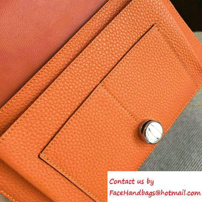 Hermes Original Leather Compact Passport Holder Wallet Orange