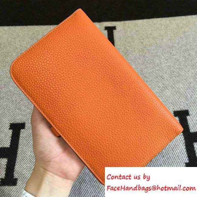 Hermes Original Leather Compact Passport Holder Wallet Orange - Click Image to Close