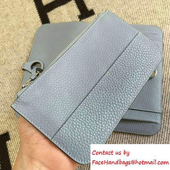 Hermes Original Leather Compact Passport Holder Wallet Pale Blue