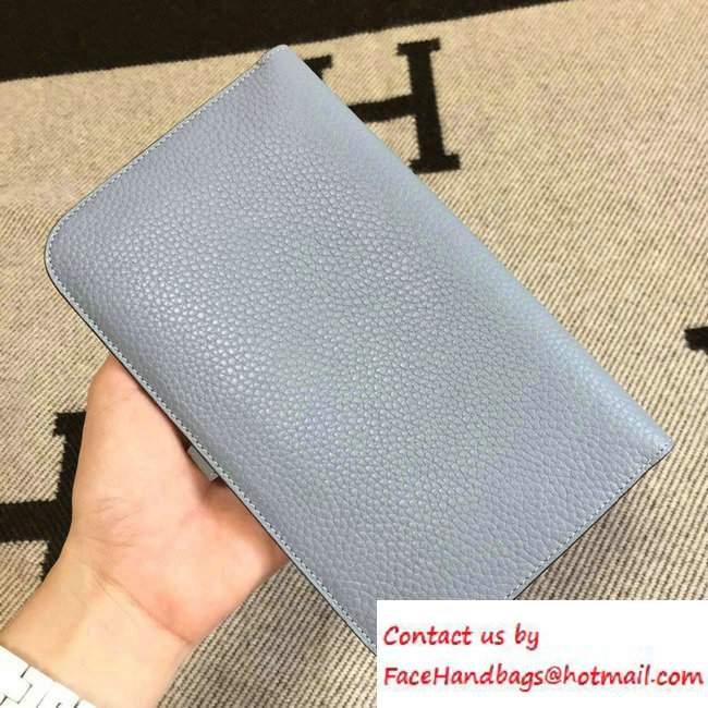 Hermes Original Leather Compact Passport Holder Wallet Pale Blue - Click Image to Close